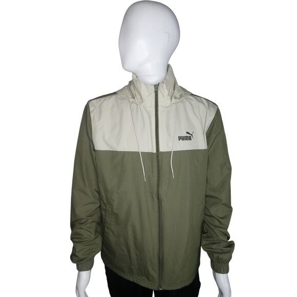 Puma Men's ESS Blocked Woven Jacket Loden Green Size M - Picture 2 of 12